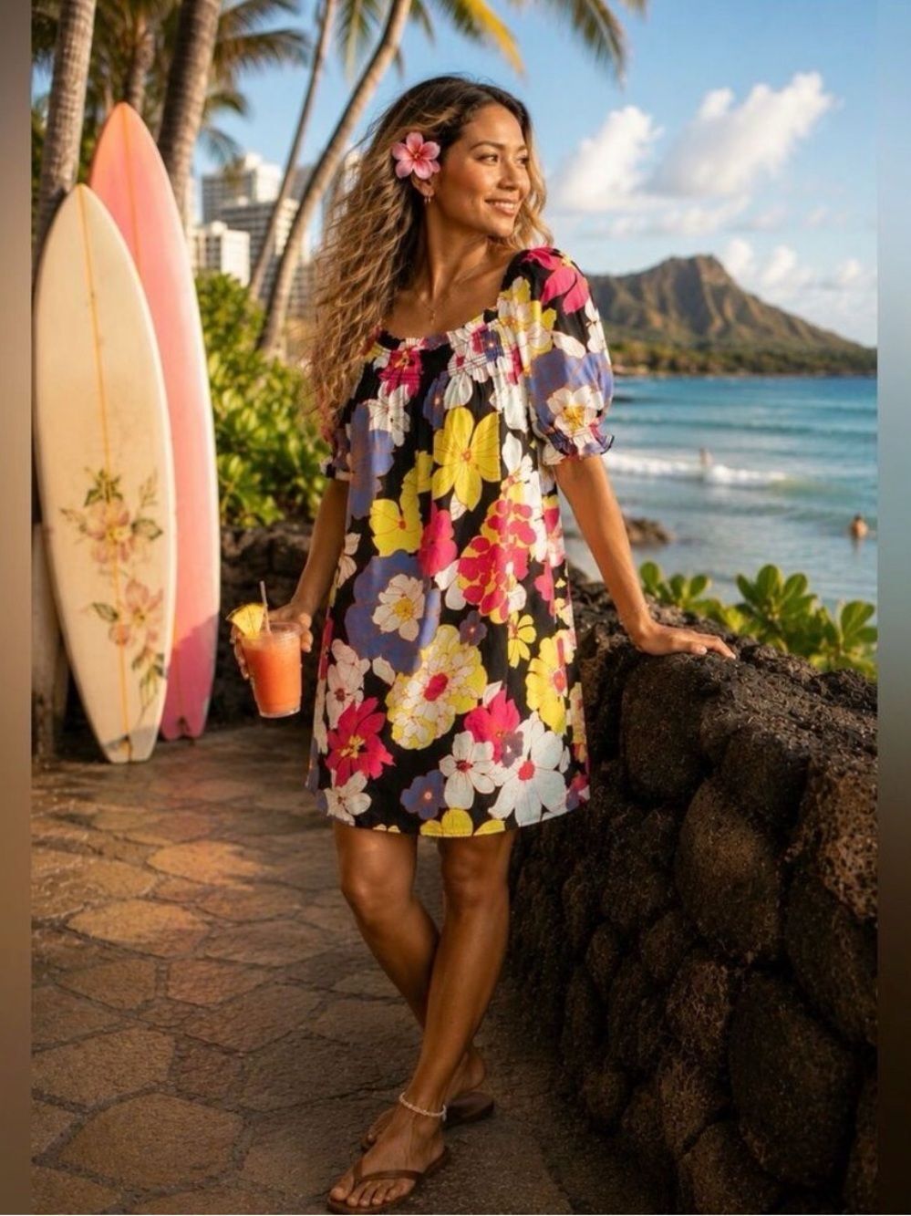 Modcloth Smocked Mini Dress Summertime Garden Stories Honolulu Floral M NWT